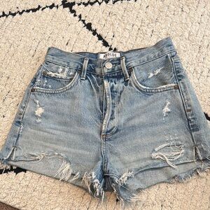 AGOLDE Women's Distressed Denim Shorts - Blue